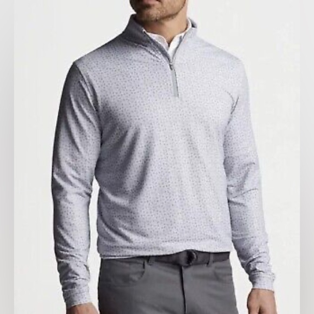 Peter Millar 1/4 Zip Pullover Crown Sport Knock Out Skulls Print White Men's XL